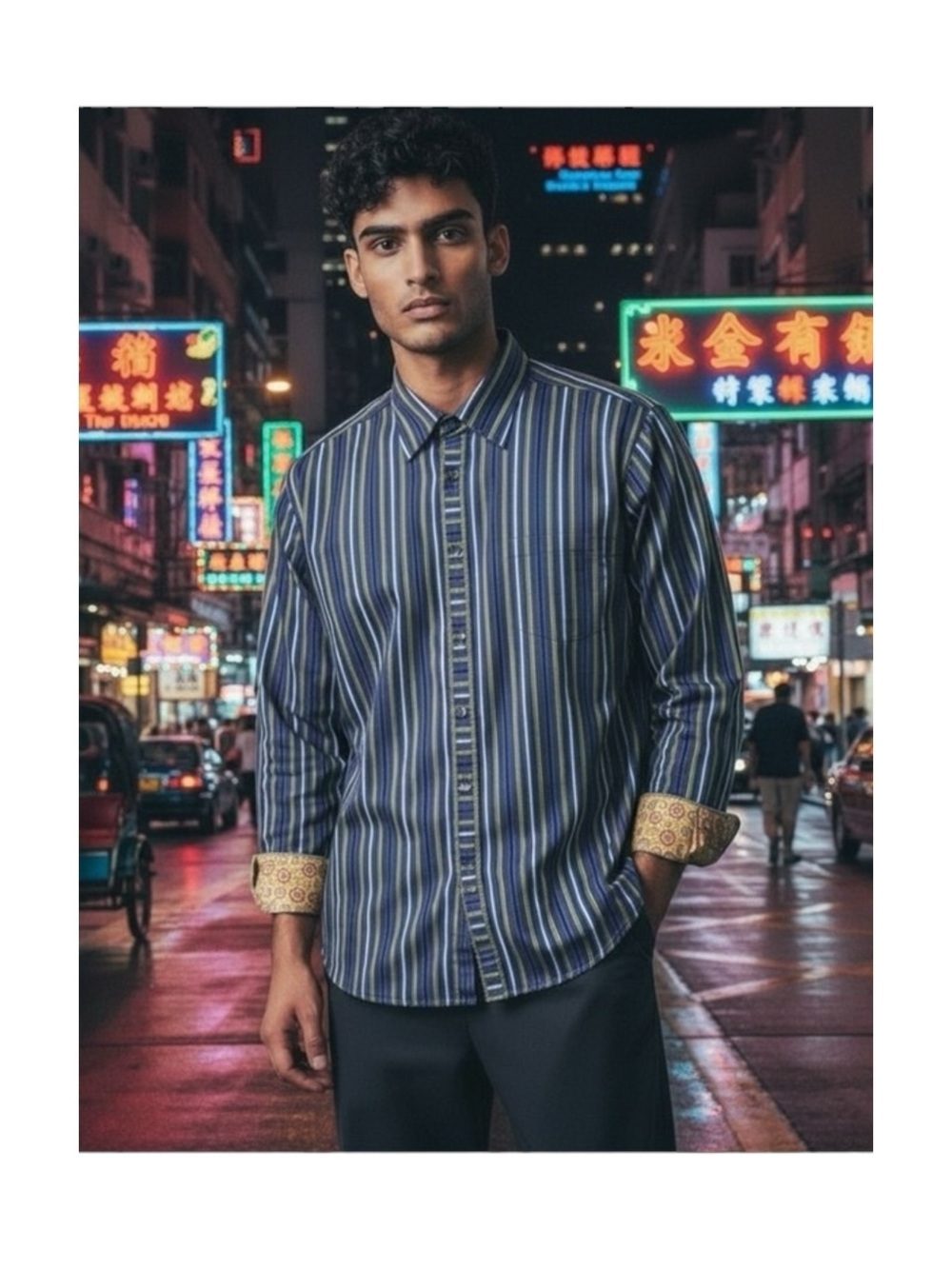 Robert Graham ミ Bold Embroidery Button Down Dress Shirt ミ Purple Stripe ミ XL ミ